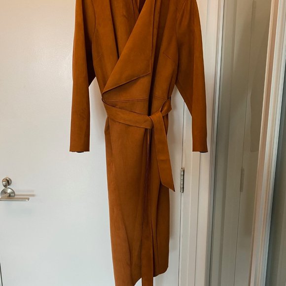 Faux Suede Tan Wrap Jacket - Picture 2 of 3